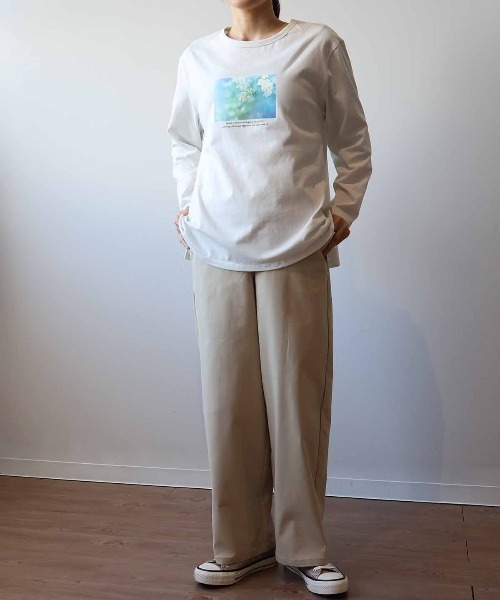 MB mint breeze(エムビーミントブリーズ)の「【L~5L 大きいサイズ】コットングラフィック7分袖Tシャツ(Tシャツ/カットソー・レディース・グリーン/オフホワイト/ネイビー・3L/LL/5L/4L/L)」の8枚目の写真