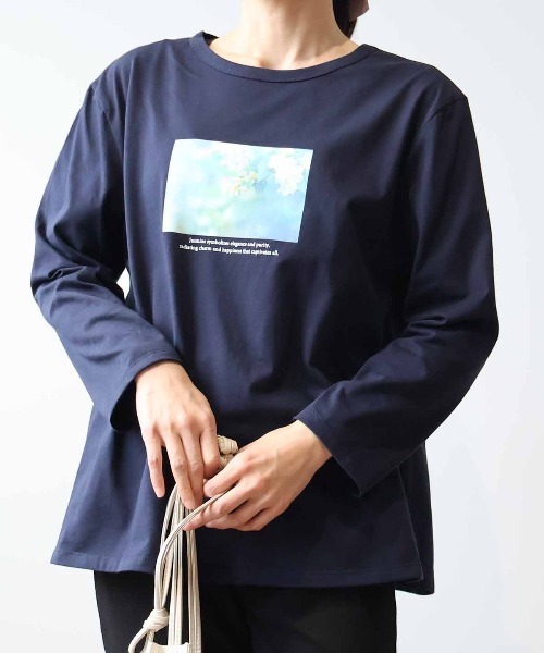 MB mint breeze(エムビーミントブリーズ)の「【L~5L 大きいサイズ】コットングラフィック7分袖Tシャツ(Tシャツ/カットソー・レディース・グリーン/オフホワイト/ネイビー・3L/LL/5L/4L/L)」の17枚目の写真