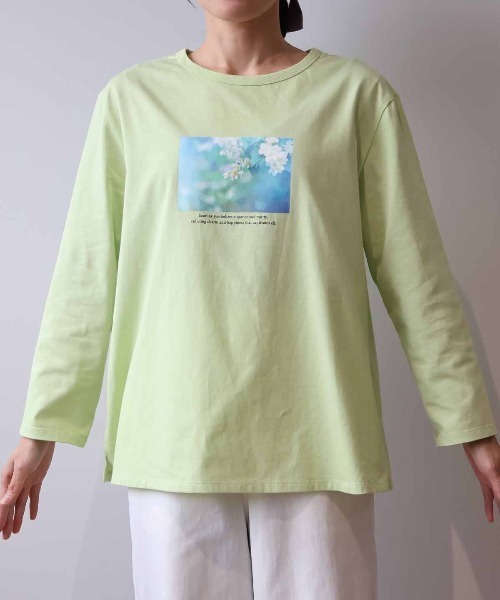 MB mint breeze(エムビーミントブリーズ)の「【L~5L 大きいサイズ】コットングラフィック7分袖Tシャツ(Tシャツ/カットソー・レディース・グリーン/オフホワイト/ネイビー・3L/LL/5L/4L/L)」の19枚目の写真