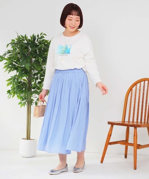 MB mint breeze(エムビーミントブリーズ)の「【L~5L 大きいサイズ】コットングラフィック7分袖Tシャツ(Tシャツ/カットソー・レディース・グリーン/オフホワイト/ネイビー・3L/LL/5L/4L/L)」の5枚目の写真