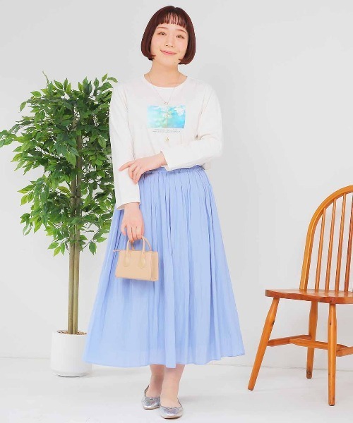 MB mint breeze(エムビーミントブリーズ)の「【L~5L 大きいサイズ】コットングラフィック7分袖Tシャツ(Tシャツ/カットソー・レディース・グリーン/オフホワイト/ネイビー・3L/LL/5L/4L/L)」の6枚目の写真