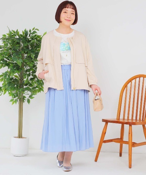 MB mint breeze(エムビーミントブリーズ)の「【L~5L 大きいサイズ】コットングラフィック7分袖Tシャツ(Tシャツ/カットソー・レディース・グリーン/オフホワイト/ネイビー・3L/LL/5L/4L/L)」の7枚目の写真