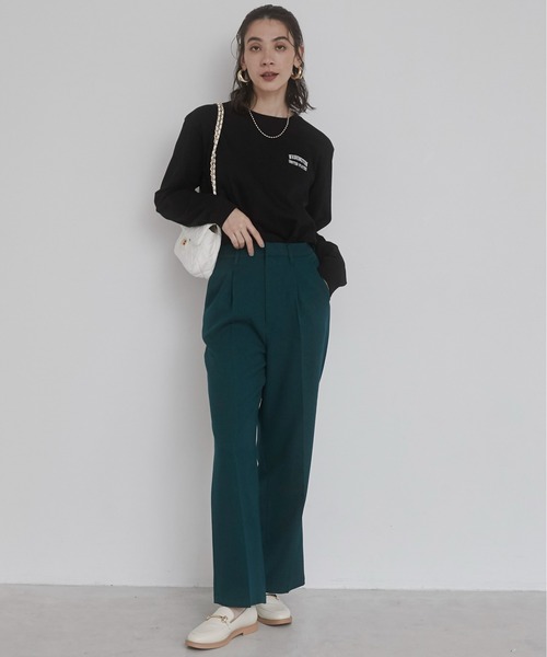 ANGIE（アンジー）の「ハイウエスト センタープレス スラックスパンツ（スラックス・レディース・ダークカーキ/ダークベージュ/モカ/グレー/ブラック・マルチサイズ）」の10枚目の写真