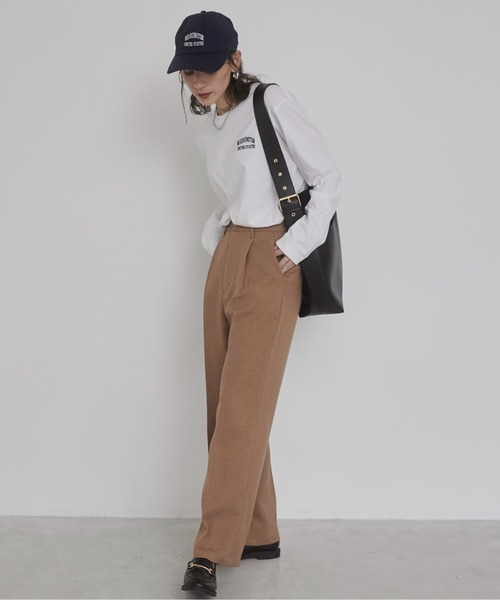 ANGIE（アンジー）の「ハイウエスト センタープレス スラックスパンツ（スラックス・レディース・ダークカーキ/ダークベージュ/モカ/グレー/ブラック・マルチサイズ）」の9枚目の写真