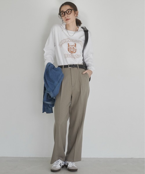 ANGIE（アンジー）の「ハイウエスト センタープレス スラックスパンツ（スラックス・レディース・ダークカーキ/ダークベージュ/モカ/グレー/ブラック・マルチサイズ）」の8枚目の写真