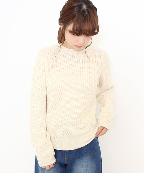 Kastane（カスタネ）の「畦プルオーバー（ニット/セーター・レディース・アイボリー/ホワイト×ネイビー/グレー/ブラウン・FREE）」の2枚目の写真