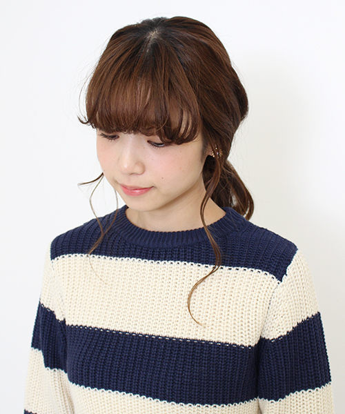 Kastane（カスタネ）の「畦プルオーバー（ニット/セーター・レディース・アイボリー/ホワイト×ネイビー/グレー/ブラウン・FREE）」の7枚目の写真