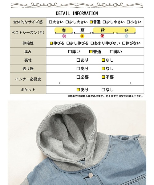 GOLDJAPAN(ゴールドジャパン)の「裏起毛デニム切替えフーディーパーカー【大きいサイズ対応】(その他アウター・レディース・ブルー・LL~3L)」の19枚目の写真