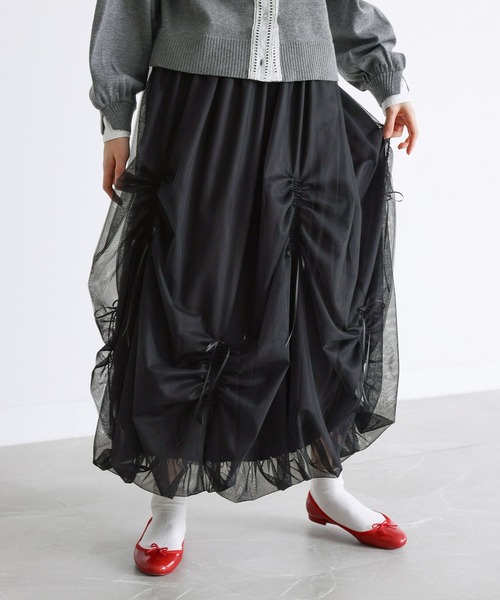 somari imagination（ソマリ イマジネーション）の「『リボンドロストチュールバルーンスカート』（スカート・レディース・ブラック/グレー・1/2）」の10枚目の写真