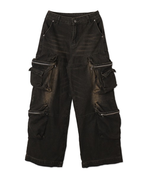 Figments（フィグメンツ）の「ブラストマルチカーゴバギーデニム（デニムパンツ・レディース・ピンク/ブラック・LARGE/MEDIUM/SMALL）」の4枚目の写真