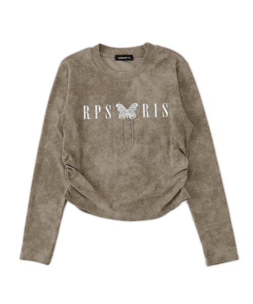 dispark（ディスパーク）の「DISPARK/【25年春夏新作】ビジューバタフライチェーントップス（Tシャツ/カットソー・レディース・チャコール/ベージュ・FREE）」の11枚目の写真