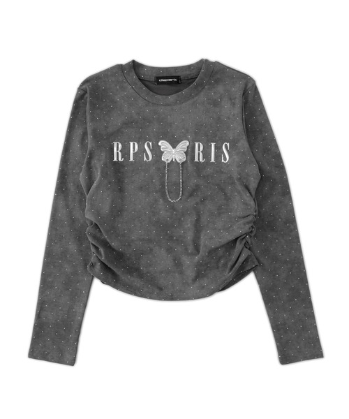 dispark（ディスパーク）の「DISPARK/【25年春夏新作】ビジューバタフライチェーントップス（Tシャツ/カットソー・レディース・チャコール/ベージュ・FREE）」の12枚目の写真