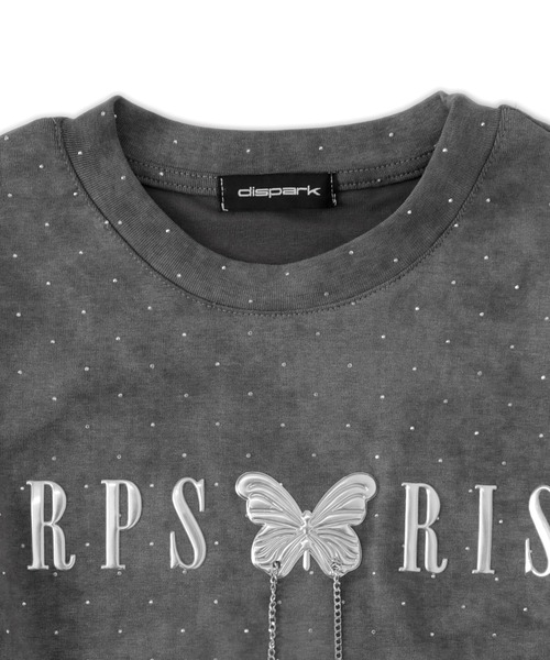 dispark（ディスパーク）の「DISPARK/【25年春夏新作】ビジューバタフライチェーントップス（Tシャツ/カットソー・レディース・チャコール/ベージュ・FREE）」の14枚目の写真