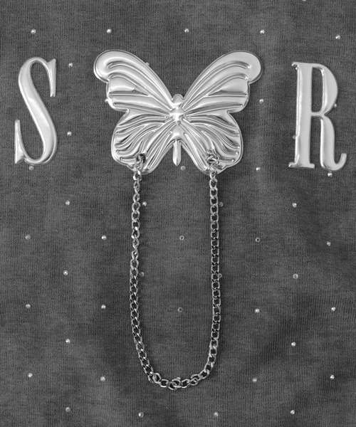 dispark（ディスパーク）の「DISPARK/【25年春夏新作】ビジューバタフライチェーントップス（Tシャツ/カットソー・レディース・チャコール/ベージュ・FREE）」の17枚目の写真