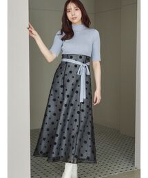 MERCURYDUO（マーキュリーデュオ）の「【MARY QUANTコラボ】デイジーフロッキープリントドッキングニットワンピース（ワンピース）」