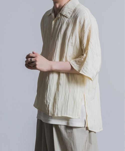 Utusiyo（ウツシヨ）の「open collar shirt 洸（シャツ/ブラウス・メンズ・アイボリー/ブラック・FREE）」の14枚目の写真