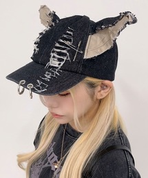 夢展望（ユメテンボウ）の「ピアス付ダメージ加工ネコキャップ帽子（キャップ）」