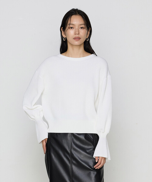 COMME CA(コムサ)の「コットンポリエステル フレアスリーブニット(ニット/セーター・レディース・ブラック/オフホワイト・9号)」の5枚目の写真