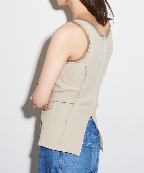 MAISON BREEZE reveur（メゾンブリーズレヴール）の「【MAISON BREEZE reveur】カップ付き シアーレイヤードタンクトップ trc（タンクトップ・レディース・ベージュ/ブラック/オフホワイト・FREE）」の21枚目の写真