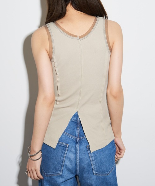 MAISON BREEZE reveur（メゾンブリーズレヴール）の「【MAISON BREEZE reveur】カップ付き シアーレイヤードタンクトップ trc（タンクトップ・レディース・ベージュ/ブラック/オフホワイト・FREE）」の22枚目の写真