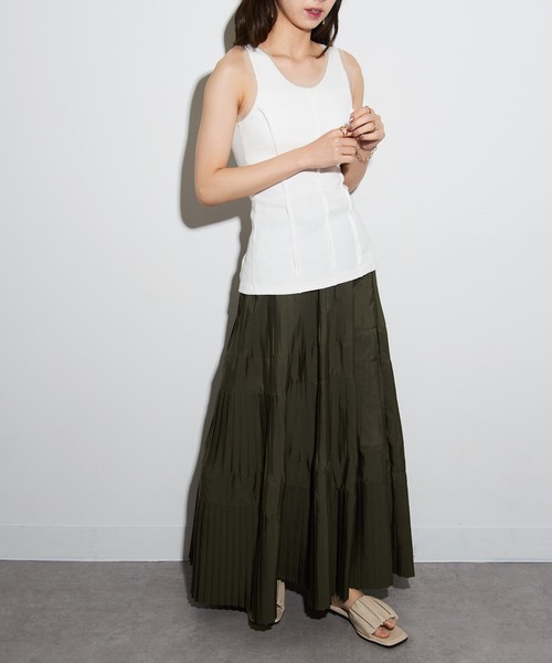 MAISON BREEZE reveur（メゾンブリーズレヴール）の「【MAISON BREEZE reveur】カップ付き シアーレイヤードタンクトップ trc（タンクトップ・レディース・ベージュ/ブラック/オフホワイト・FREE）」の14枚目の写真