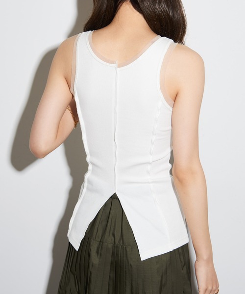 MAISON BREEZE reveur（メゾンブリーズレヴール）の「【MAISON BREEZE reveur】カップ付き シアーレイヤードタンクトップ trc（タンクトップ・レディース・ベージュ/ブラック/オフホワイト・FREE）」の12枚目の写真