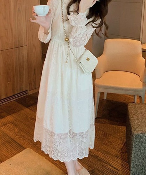 Mejoul（メジュール）の「総レースパールボタンワンピース（ワンピース・レディース・アイボリー・L/M/S）」の5枚目の写真