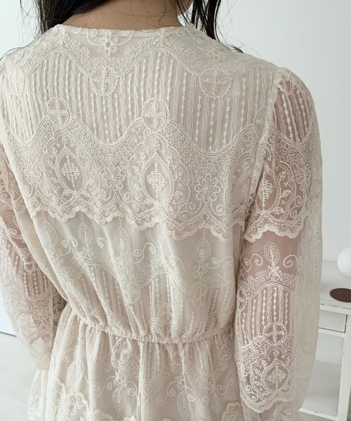 Mejoul（メジュール）の「総レースパールボタンワンピース（ワンピース・レディース・アイボリー・L/M/S）」の13枚目の写真