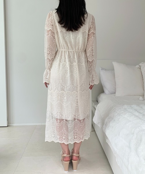 Mejoul（メジュール）の「総レースパールボタンワンピース（ワンピース・レディース・アイボリー・L/M/S）」の10枚目の写真