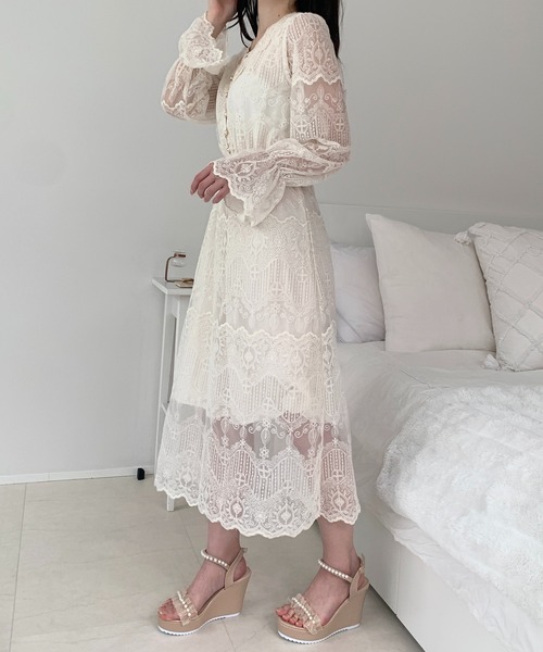 Mejoul（メジュール）の「総レースパールボタンワンピース（ワンピース・レディース・アイボリー・L/M/S）」の18枚目の写真