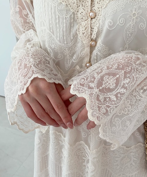 Mejoul（メジュール）の「総レースパールボタンワンピース（ワンピース・レディース・アイボリー・L/M/S）」の12枚目の写真