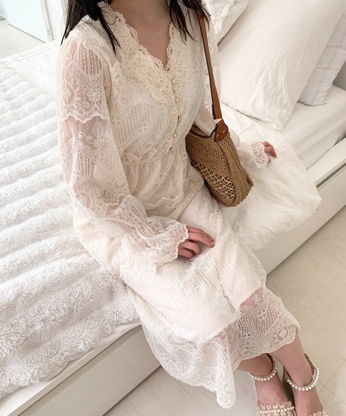 Mejoul（メジュール）の「総レースパールボタンワンピース（ワンピース・レディース・アイボリー・L/M/S）」の17枚目の写真