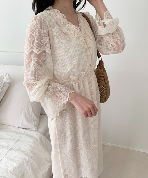 Mejoul（メジュール）の「総レースパールボタンワンピース（ワンピース・レディース・アイボリー・L/M/S）」の19枚目の写真