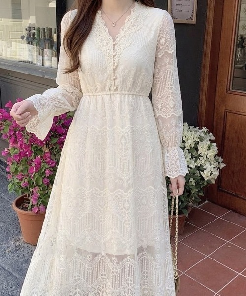 Mejoul(メジュール)の「総レースパールボタンワンピース(ワンピース・レディース・アイボリー・L/M/S)」の22枚目の写真