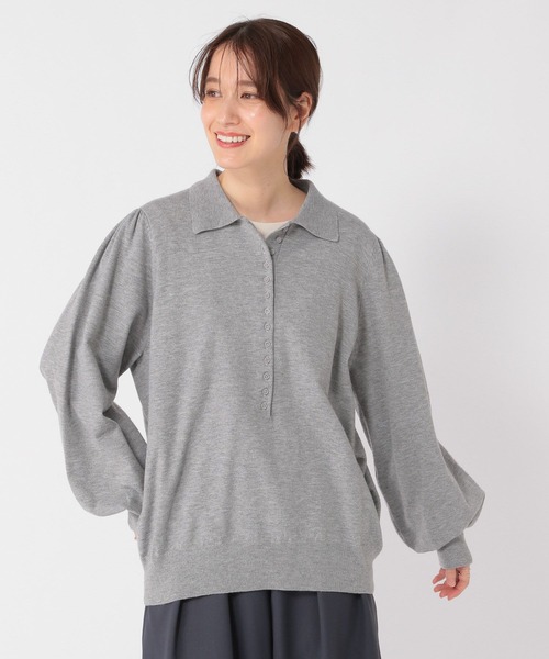 studio CLIP(スタディオクリップ)の「12ゲージニットポロプルオーバー(ニット/セーター・レディース・アイボリー/グレー/レッド・FREE)」の5枚目の写真