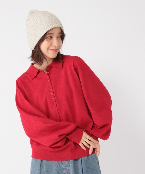 studio CLIP(スタディオクリップ)の「12ゲージニットポロプルオーバー(ニット/セーター・レディース・アイボリー/グレー/レッド・FREE)」の9枚目の写真