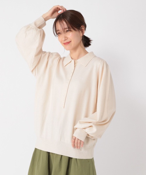 studio CLIP(スタディオクリップ)の「12ゲージニットポロプルオーバー(ニット/セーター・レディース・アイボリー/グレー/レッド・FREE)」の12枚目の写真