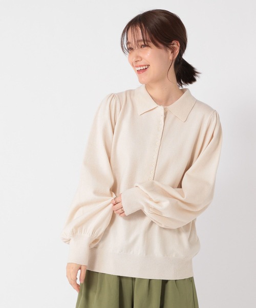 studio CLIP(スタディオクリップ)の「12ゲージニットポロプルオーバー(ニット/セーター・レディース・アイボリー/グレー/レッド・FREE)」の13枚目の写真