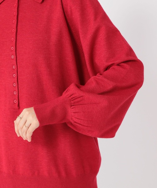 studio CLIP(スタディオクリップ)の「12ゲージニットポロプルオーバー(ニット/セーター・レディース・アイボリー/グレー/レッド・FREE)」の19枚目の写真