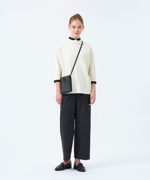 MACKINTOSH PHILOSOPHY(マッキントッシュ フィロソフィー)の「Cleric Collar Knit ワイドフィット(七分袖)(Tシャツ/カットソー・レディース・ホワイト系その他/ダークネイビー/グリーン・38)」の4枚目の写真