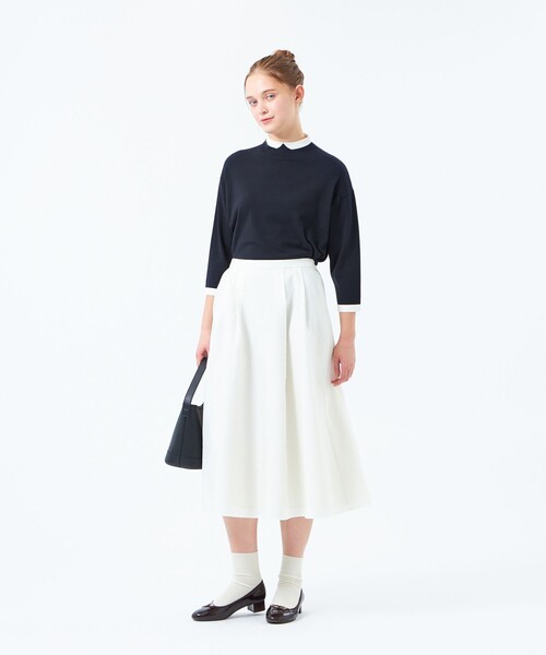MACKINTOSH PHILOSOPHY(マッキントッシュ フィロソフィー)の「Cleric Collar Knit ワイドフィット(七分袖)(Tシャツ/カットソー・レディース・ホワイト系その他/ダークネイビー/グリーン・38)」の5枚目の写真