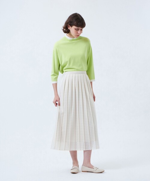 MACKINTOSH PHILOSOPHY(マッキントッシュ フィロソフィー)の「Cleric Collar Knit ワイドフィット(七分袖)(Tシャツ/カットソー・レディース・ホワイト系その他/ダークネイビー/グリーン・38)」の6枚目の写真