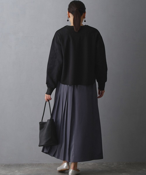 NICOLE white（ニコルホワイト）の「アシメプリーツスカート（スカート・レディース・ブラック/ベージュ/チャコール・FREE）」の7枚目の写真
