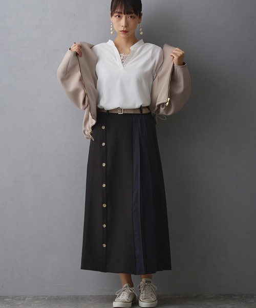 NICOLE white（ニコルホワイト）の「アシメプリーツスカート（スカート・レディース・ブラック/ベージュ/チャコール・FREE）」の11枚目の写真