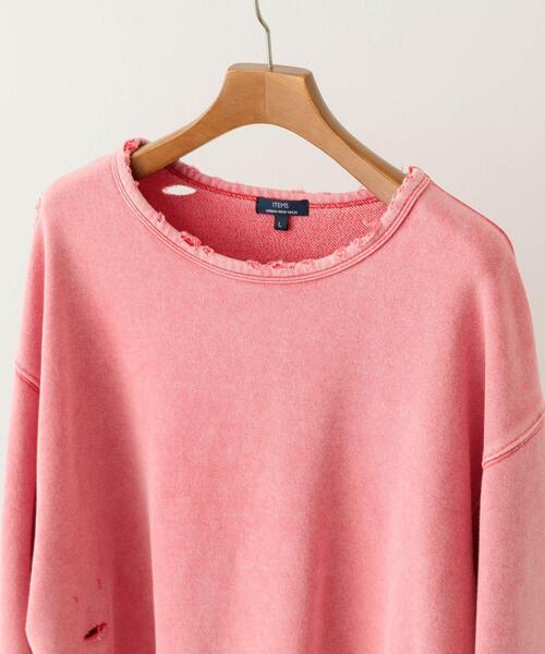 ITEMS URBANRESEARCH（アイテムズ アーバンリサーチ）の「ダメージ裏毛クルーネックスウェット（スウェット・メンズ・ブラック/レッド・LARGE/MEDIUM）」の2枚目の写真