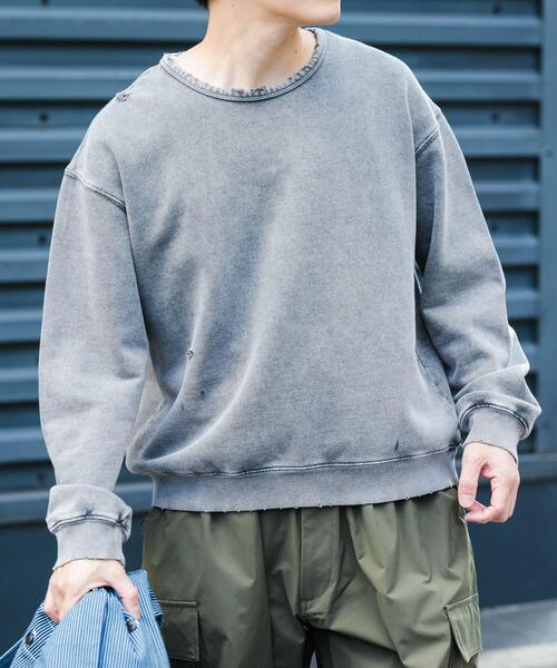 セール】ダメージ裏毛クルーネックスウェット（スウェット）｜ITEMS