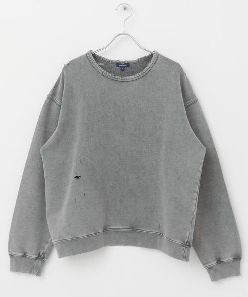 ITEMS URBANRESEARCH（アイテムズ アーバンリサーチ）の「ダメージ裏毛クルーネックスウェット（スウェット・メンズ・ブラック/レッド・LARGE/MEDIUM）」の14枚目の写真