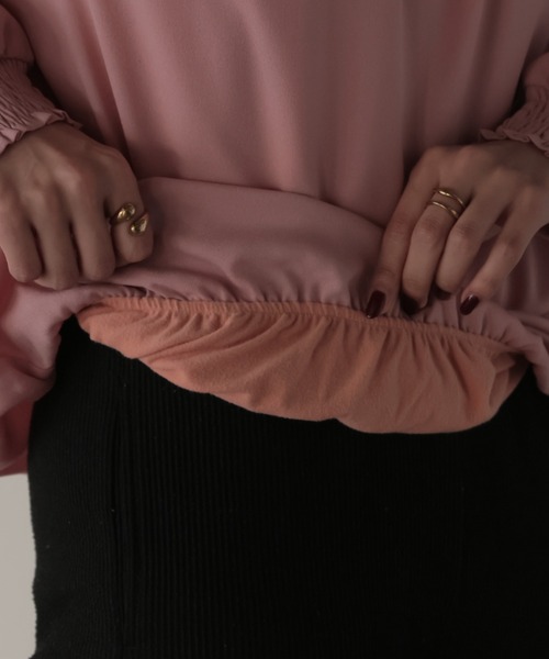 HUG.U(ハグユー)の「『 まさかの裏起毛 』 ブラウス 長袖ver.(シャツ/ブラウス・レディース・グレー/スモークピンク/ライトブルー/ブラック/ホワイト/ワインレッド・FREE)」の19枚目の写真