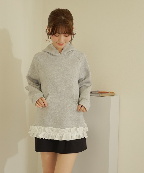 aonisis 肩フリル　スウェット　アシンメトリースウェット FREAK'S STORE/リメイク風 袖フリル ロゴスウェット｜Daytona