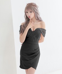 myMinette（マイミネット）の「キャバドレス ミニ タイト ノースリーブ 2Wayチュールショルダーラップギャザーオフショルダードレス（ドレス）」